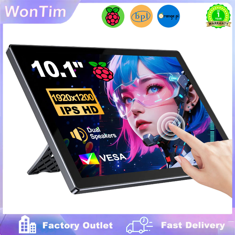 Raspberry Pi 10.1 Inch Capacitive Touch Screen Ips - Monitor de 10.1 Polegadas para Raspberry